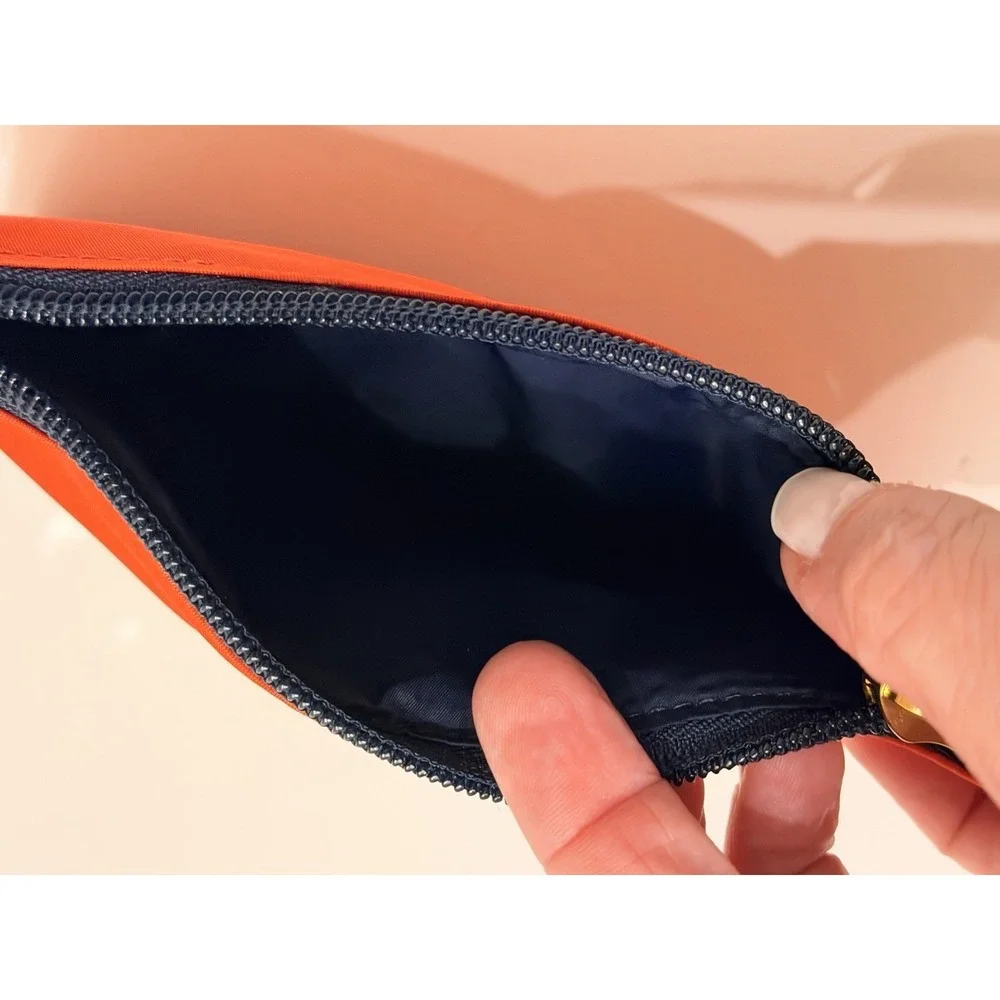 Tory Burch Orange Nylon‎ Cosmetic Pouch Clutch Zip Travel Makeup Bag